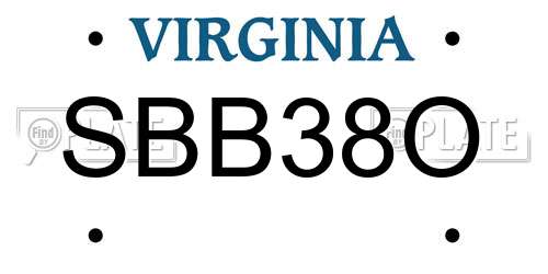 SBB38O Virginia License Plate