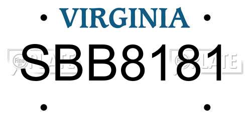 SBB8181 Virginia License Plate