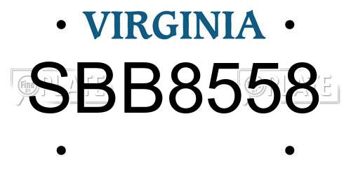 SBB8558 Virginia License Plate