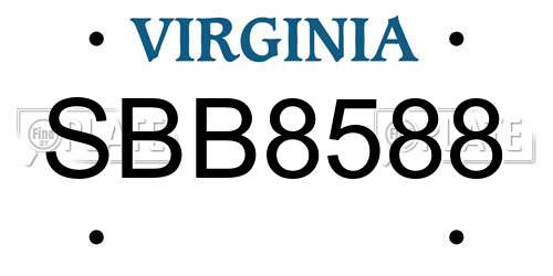 SBB8588 Virginia License Plate