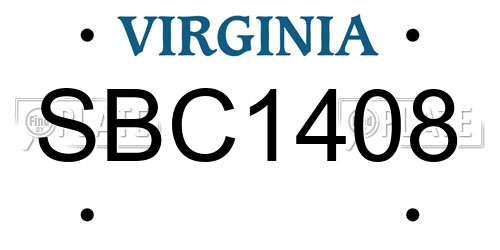 SBC1408 Virginia License Plate
