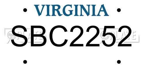 SBC2252 Virginia License Plate