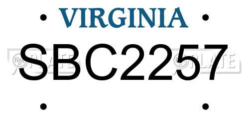 SBC2257 Virginia License Plate