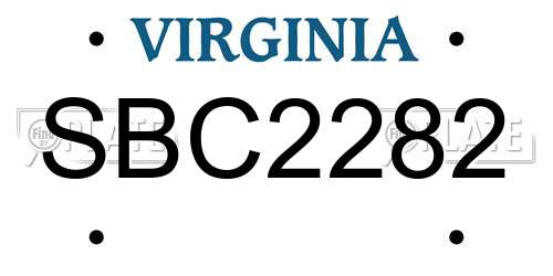SBC2282 Virginia License Plate