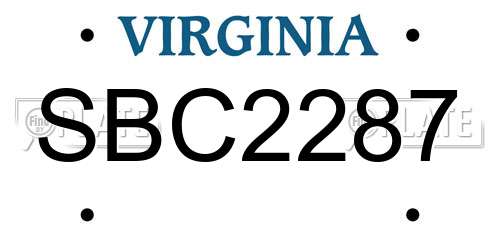 SBC2287 Virginia License Plate