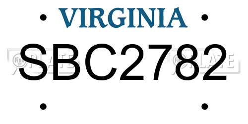 SBC2782 Virginia License Plate