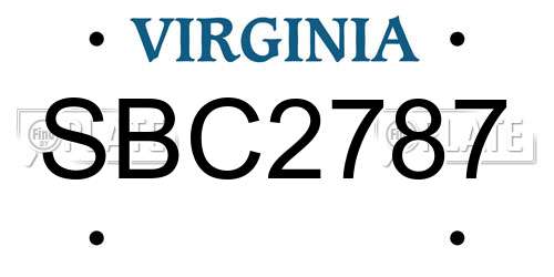 SBC2787 Virginia License Plate