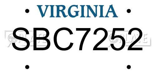 SBC7252 Virginia License Plate