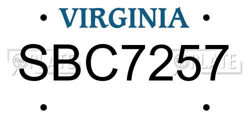 SBC7257 Virginia License Plate