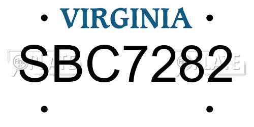 SBC7282 Virginia License Plate