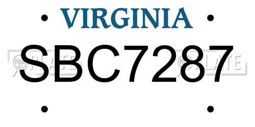 SBC7287 Virginia License Plate