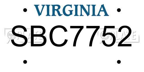 SBC7752 Virginia License Plate