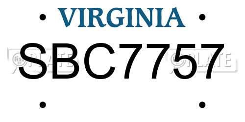 SBC7757 Virginia License Plate