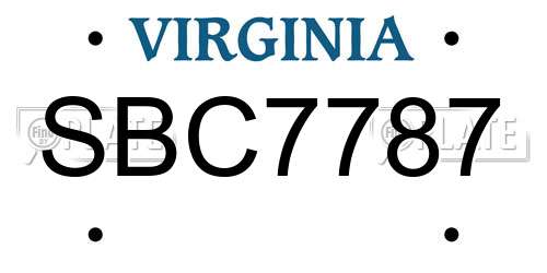 SBC7787 Virginia License Plate