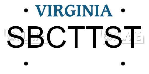 SBCTTST Virginia License Plate