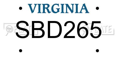 SBD265 Virginia License Plate