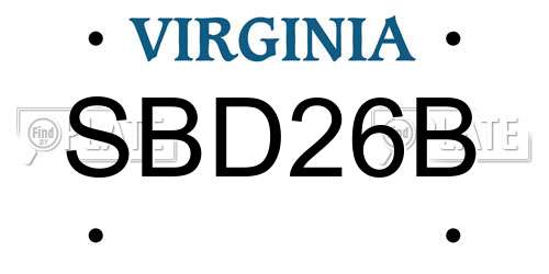 SBD26B Virginia License Plate