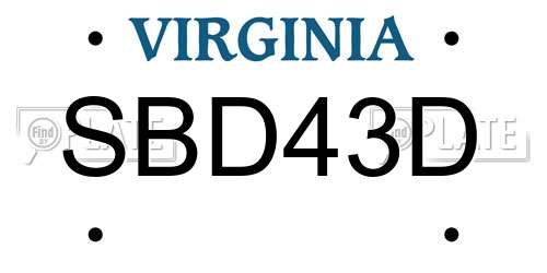 SBD43D Virginia License Plate