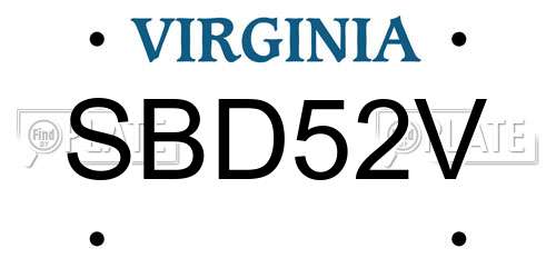 SBD52V Virginia License Plate