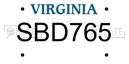 SBD765 Virginia License Plate