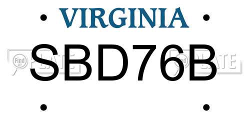 SBD76B Virginia License Plate