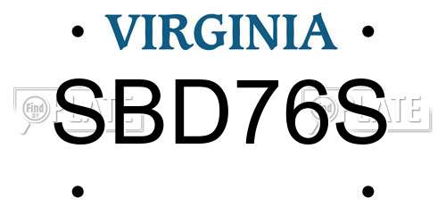 SBD76S Virginia License Plate