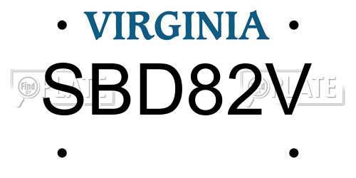 SBD82V Virginia License Plate