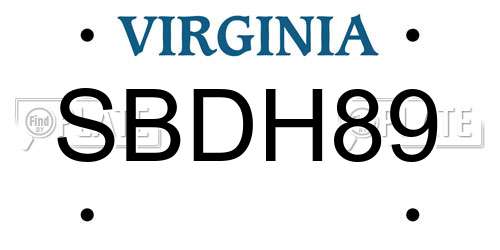 SBDH89 Virginia License Plate