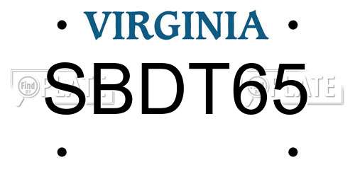SBDT65 Virginia License Plate