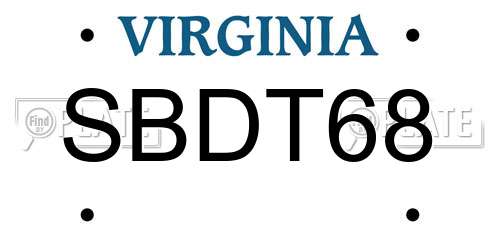 SBDT68 Virginia License Plate