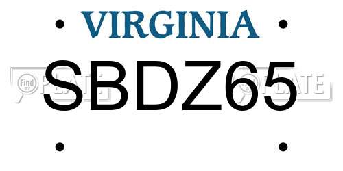 SBDZ65 Virginia License Plate
