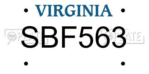 SBF563 Virginia License Plate