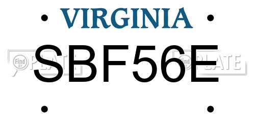 SBF56E Virginia License Plate