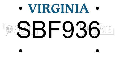 SBF936 Virginia License Plate