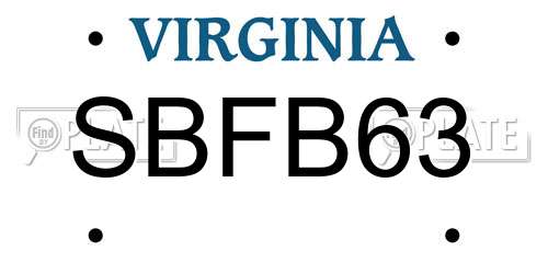 SBFB63 Virginia License Plate