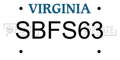 SBFS63 Virginia License Plate