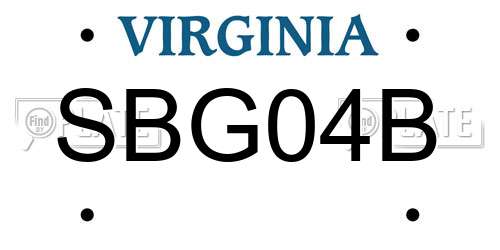 SBG04B Virginia License Plate