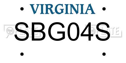 SBG04S Virginia License Plate