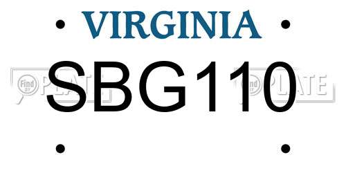 SBG110 Virginia License Plate