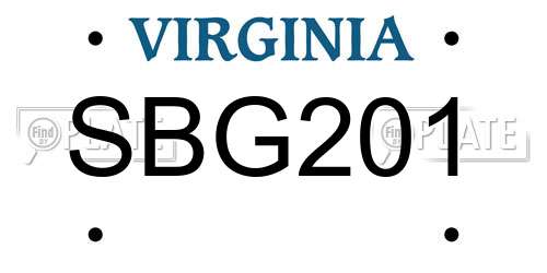 SBG201 Virginia License Plate
