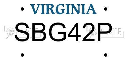 SBG42P Virginia License Plate