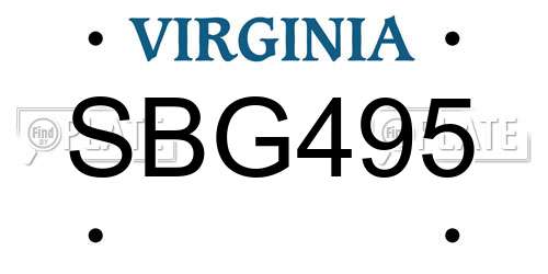 SBG495 Virginia License Plate
