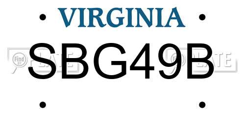 SBG49B Virginia License Plate