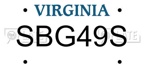 SBG49S Virginia License Plate