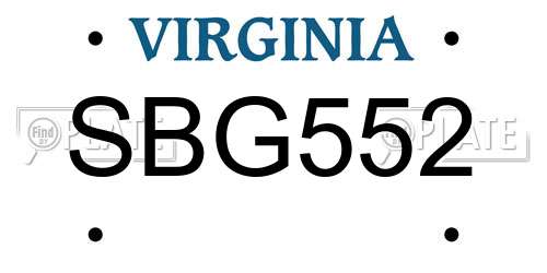 SBG552 Virginia License Plate