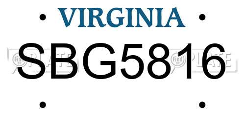 SBG5816 Virginia License Plate