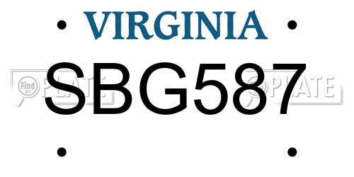 SBG587 Virginia License Plate