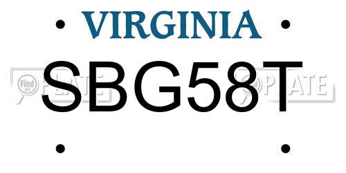 SBG58T Virginia License Plate