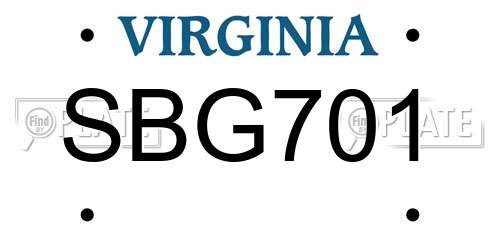 SBG701 Virginia License Plate