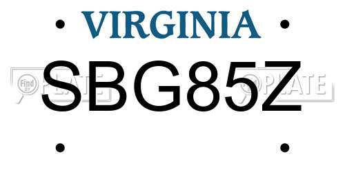 SBG85Z Virginia License Plate